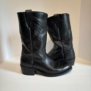 Texas 8300 Black Soft Leather Cowboy Boots Men's Size 8.5